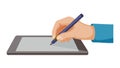 Hand Using Stylus on Tablet: Digital Creation & Learning, vector design Generative AI Royalty Free Stock Photo