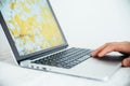 Hand using touchpad on laptop Royalty Free Stock Photo
