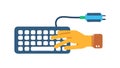 Hand Using Wired Keyboard, Reliable Data Input, vector design Generative AI Royalty Free Stock Photo
