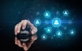 Hand using mouse with human networking concept Royalty Free Stock Photo