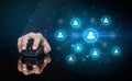 Hand using mouse with human networking concept Royalty Free Stock Photo