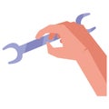 Hand using wrench key tool icon Royalty Free Stock Photo