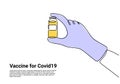 Hand with vaccine bottle continuous line drawing for landing page. Syringe vaccination , Medical vector illustration. Vaccination