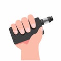 Hand with vape or electronic cigarette in white background symbol icon flat illustration 