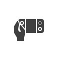 Hand with Video game console vector icon Royalty Free Stock Photo