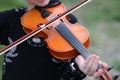 Hand on the strings of a violin Royalty Free Stock Photo