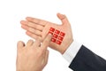 Hand with virtual phone buttons Royalty Free Stock Photo