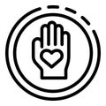 Hand volunteer charity icon, outline style