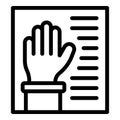 Hand vote icon outline vector. Online ballot