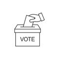 Hand voting ballot box icon, Election Vote concept. 10 eps