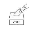 Hand voting ballot with box icon, Election Vote concept.