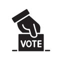 Hand voting ballot box icon, Election Vote concept, Silhouette design for web site, logo, app, UI