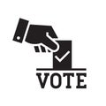 Hand voting ballot box icon, Election Vote concept, Simple flat design for web site, logo, app, UI, Vector illustration.