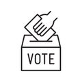 Hand voting ballot box icon, Election Vote concept, Simple line design for web site