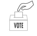 Hand voting ballot box icon, Election Vote concept, Simple line design for web site, logo, app, UI