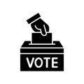 Hand voting ballot box icon, Election Vote concept, Simple silhouettes flat design for web site, logo, app, UI