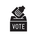 Hand voting ballot box icon, Election Vote concept, Simple silhouettes flat design for web site, logo, app, UI