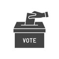 Hand voting ballot box sign vector icon