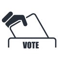 Hand with voting bulletin icon