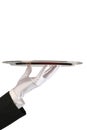 Hand of the waiter with dish Royalty Free Stock Photo