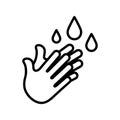 Hand wash flat line icon symbol.