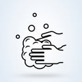 Hand wash flat vector icon. Disinfection, skin care. Antibacterial washing icon. Line Vector illustration