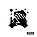 Hand Wash Icon, Hand Wash Sign/Symbol Silhouette Vector