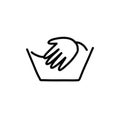 Hand wash laundry doodle icon, vector line illustration