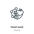 Hand wash outline vector icon. Thin line black hand wash icon, flat vector simple element illustration from editable cleaning