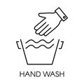 Hand wash line icon, delicate clothes linear symbol Royalty Free Stock Photo