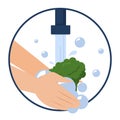 Hand washing broccoli vector isolated. Wash food