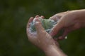 Hand washing with bubbles outdoors Royalty Free Stock Photo