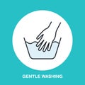 Hand washing of clothes colored flat line icon. Royalty Free Stock Photo