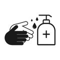 Hand washing icon, hand disinfection sign