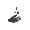 Hand washing icon. Hands with water drops symbol. Prevention against viruses, bacteria, coronavirus. Concept of hygiene Vector