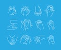 Hand washing icon. Self hygiene medical symbols cleaning steps vector linear set Royalty Free Stock Photo