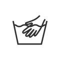 Hand washing line icon, laundering and wash hand sign vector Royalty Free Stock Photo