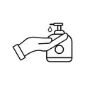 Hand washing line icon, Hand icon and hand sanitizer. Design vector Royalty Free Stock Photo