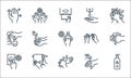 hand washing line icons. linear set. quality vector line set such as cleaning liquid, cleaning, doorbell, handwash, bath towel,