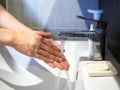 Hand washing soap cleaning health care human asian woman Royalty Free Stock Photo