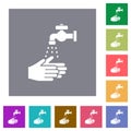 Hand washing square flat icons