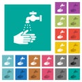 Hand washing square flat multi colored icons