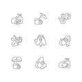 Hand washing steps linear icons set Royalty Free Stock Photo