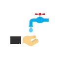 Hand washing under running water .