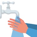 Hand washing under the tap with water