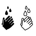 Hand washing vector icon. Hands with water drops sign. Prevention against viruses symbol. Concept of hygiene.