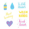 Hand washing vector illustration set isolated on white background Royalty Free Stock Photo