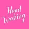 Hand washing vector lettering text isolated on pink background