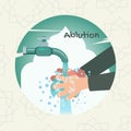 Hand washing with water that is falling out of the tap, ablution concept vector Royalty Free Stock Photo