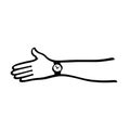 Hand with watch wrist outline illustration Royalty Free Stock Photo